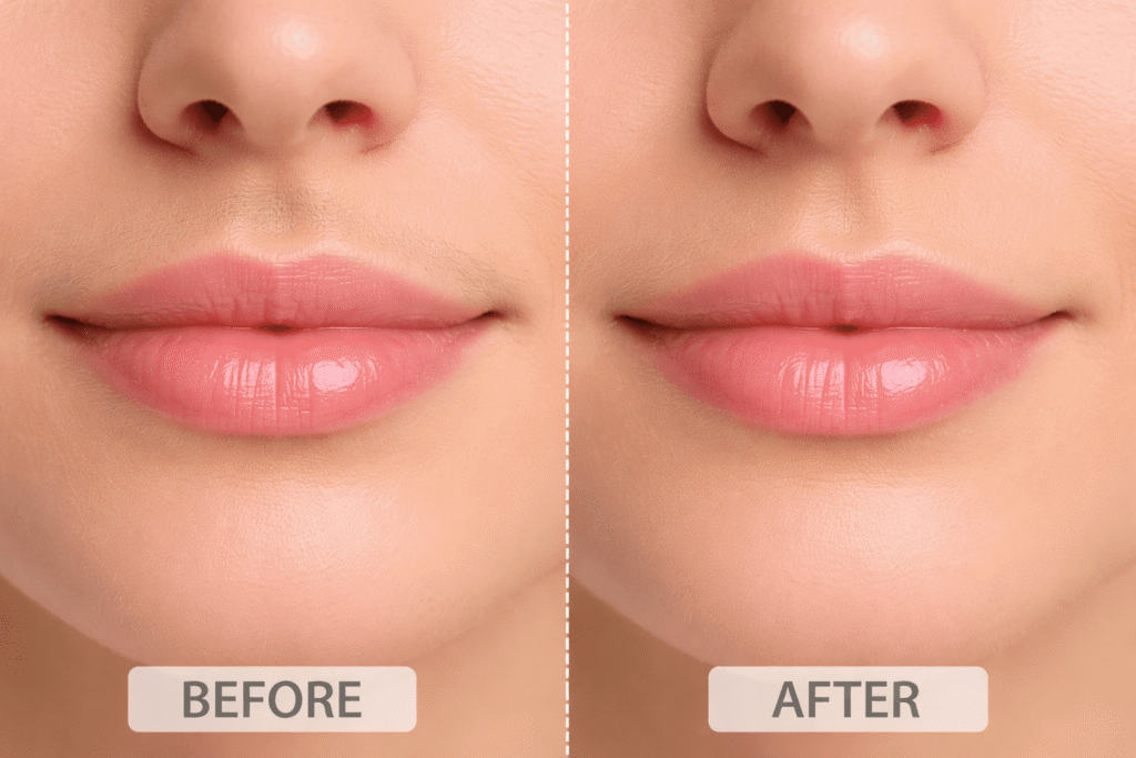Upper lip hair reduction