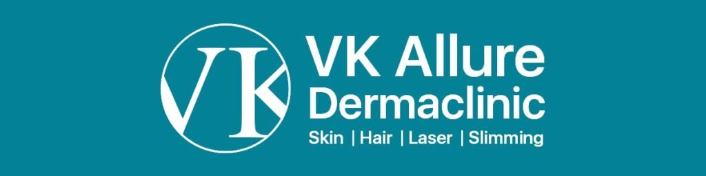 The modern, hygienic interior of the VK Allure Derma Clinic in Chennai.