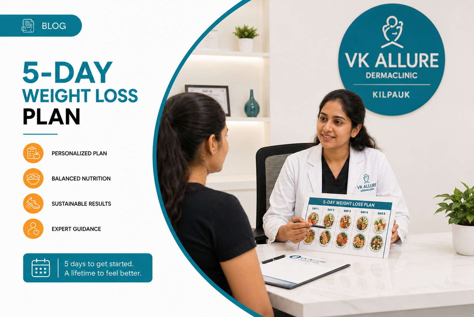Doctor Consulting A Patient About A Day Weight Loss Plan VK Allure Kilpauk Branch