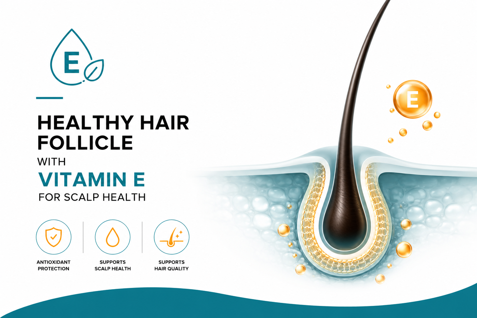 Healthy hair follicle with antioxidant support from Vitamin E for scalp health