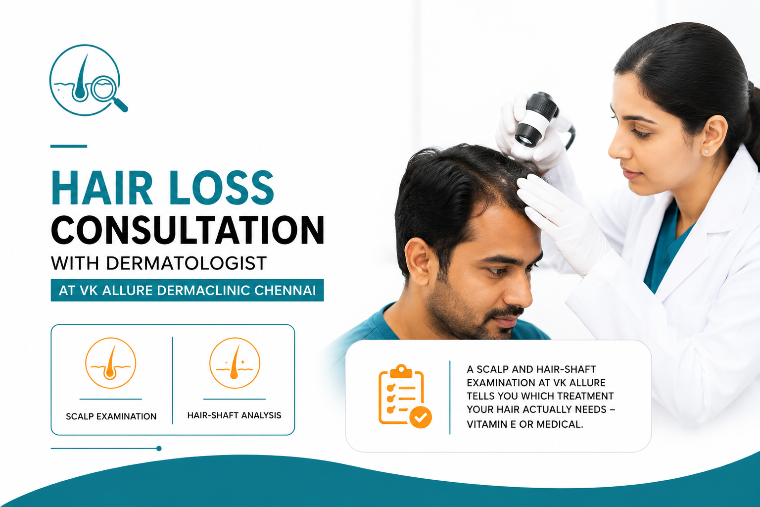 Hair loss consultation with dermatologist at VK Allure Dermaclinic Chennai