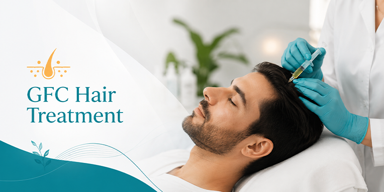 GFC hair treatment session at VK Allure Dermaclinic — hair restoration available near Anna Nagar Chennai