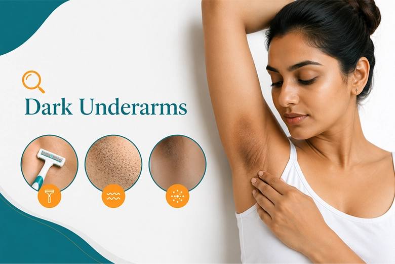 Common causes of dark underarms including shaving friction and pigmentation in Indian skin