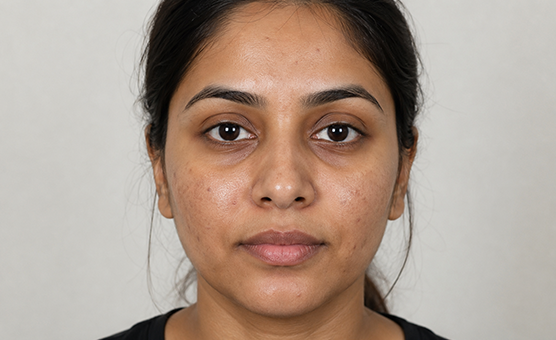 Before Hydrafacial — dull skin with clogged pores Chennai
