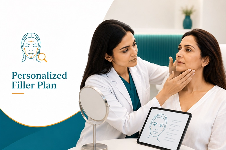 Dermal filler consultation and whole-face assessment before treatment at a Chennai clinic