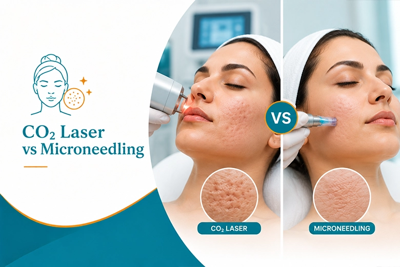 CO2 laser vs microneedling comparison for acne scar and skin texture treatment in Chennai