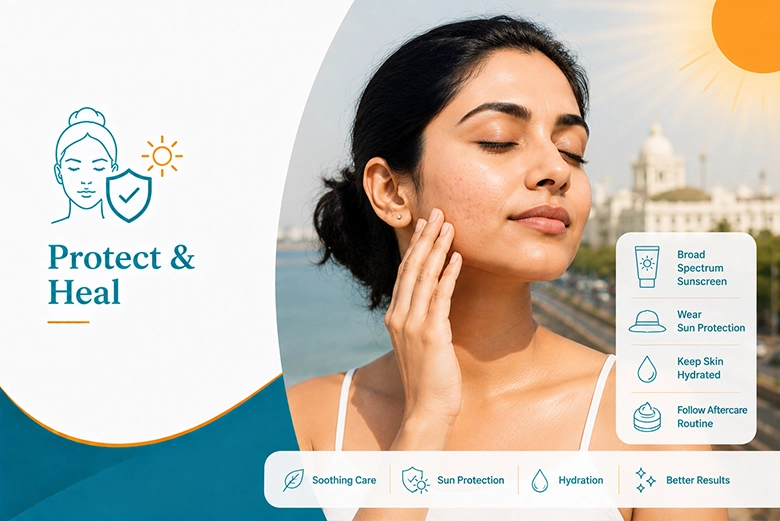 Post CO2 laser resurfacing aftercare and sun protection for acne scars in Chennai