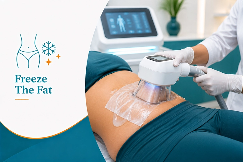 Cryolipolysis fat freezing applicator treating stubborn belly fat at a Chennai clinic