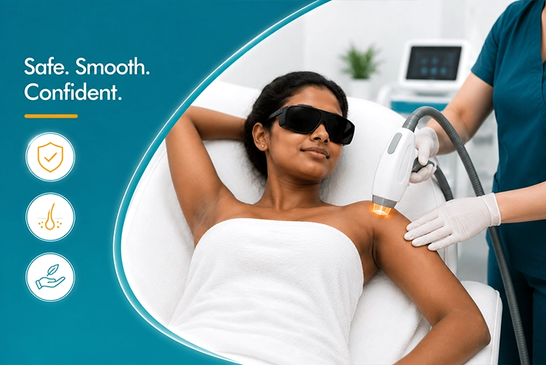 Safe laser hair reduction for dark skin at VK Allure Dermaclinic Chennai
