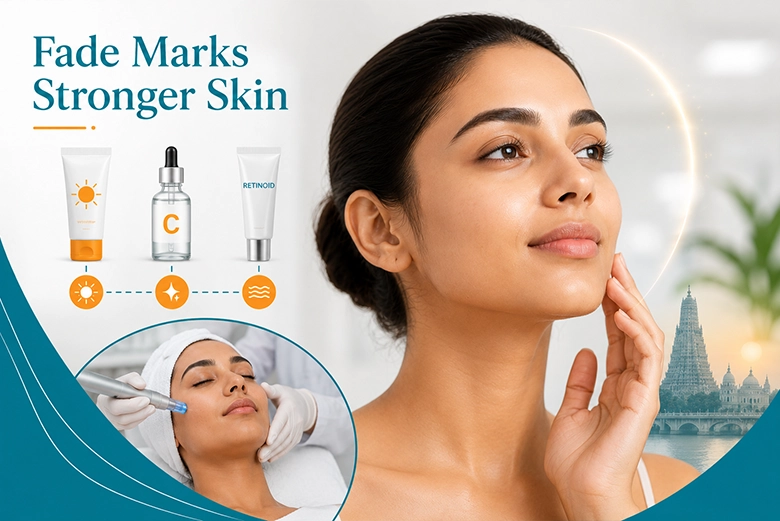 Sunscreen, vitamin C and retinoid skincare to fade acne marks alongside clinical treatment in Chennai