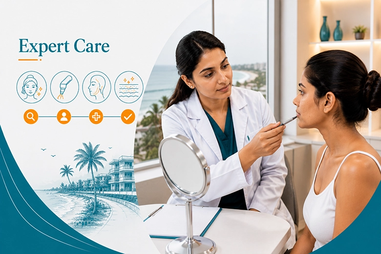 Medical aesthetics clinic consultation with a dermatologist on ECR at Uthandi, south Chennai