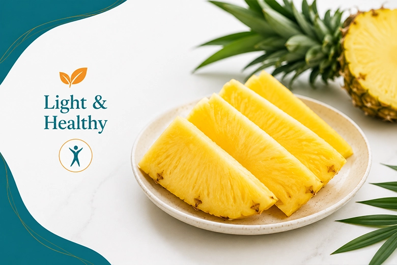 Fresh pineapple slices, a low-calorie fruit often used for weight loss in Chennai