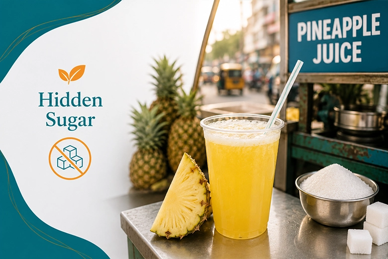 Roadside sweetened pineapple juice in Chennai can add hidden sugar and hinder weight loss