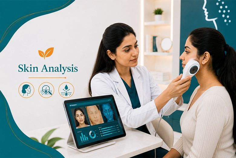 Dermatologist performing skin analysis for a south Chennai patient near Adyar