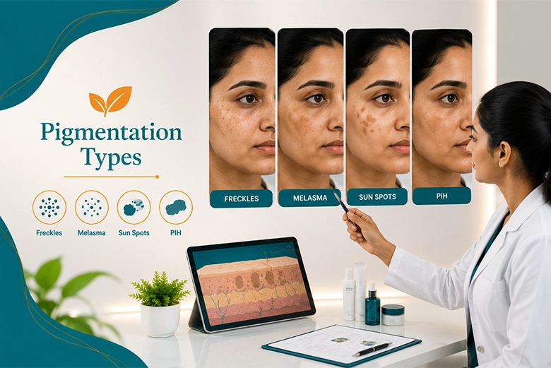 Different types of facial pigmentation compared on Indian skin at a Chennai dermatology clinic