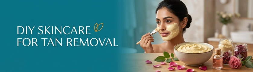 Woman applying yellow besan face pack at home — DIY Indian skincare for glow and tan removal