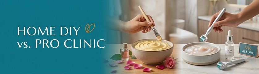 Comparison of DIY besan face pack and professional dermatology consultation at VK Allure Dermaclinic